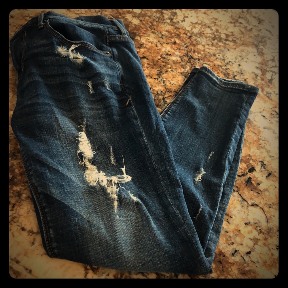 Express Ripped Jeans Legging Mid Rise Size 4 Short